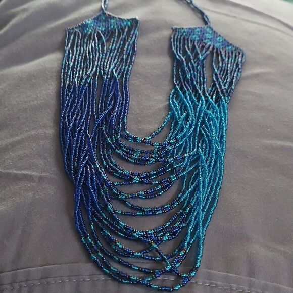 Vintage Handmade Beaded Necklace Cascade Design - Picture 4 of 4